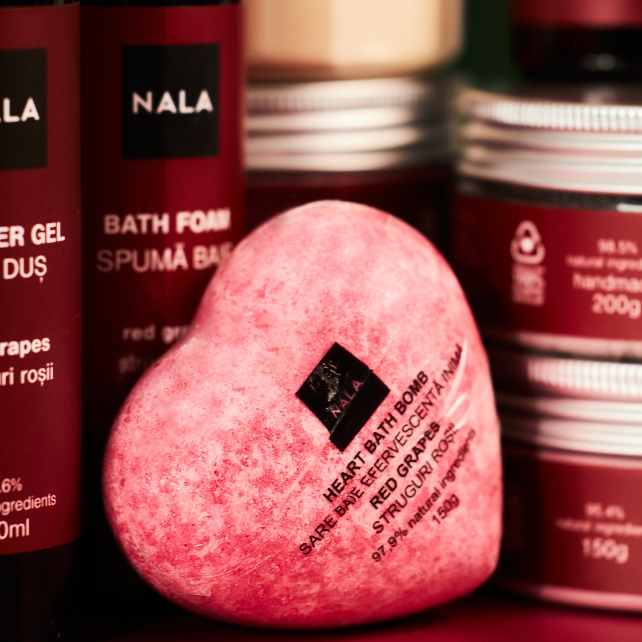 Bombă Baie Efervescentă Inimă - Struguri Roșii