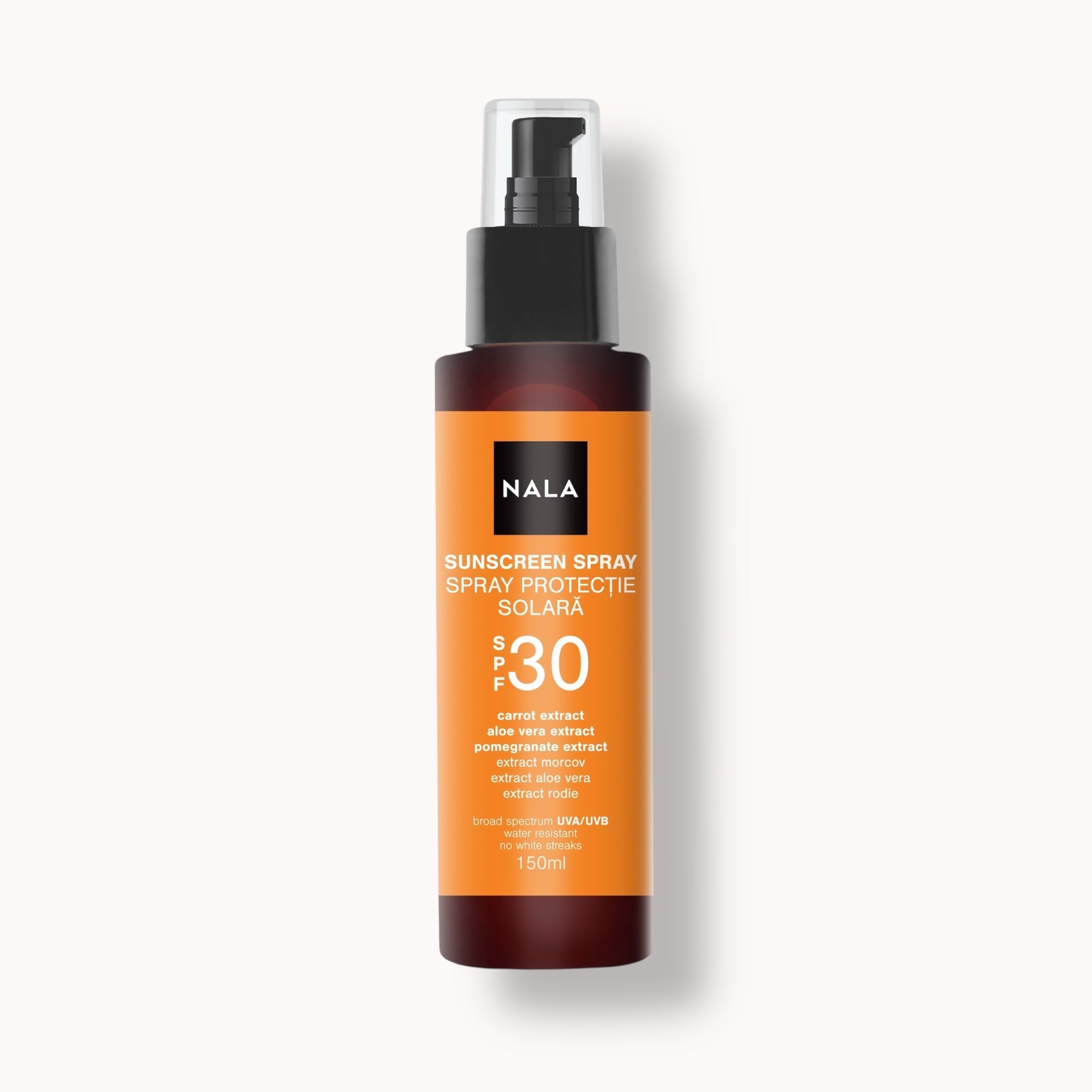 Spray protecție solară SPF30 - Extract Morcov, Aloe Vera și Rodie