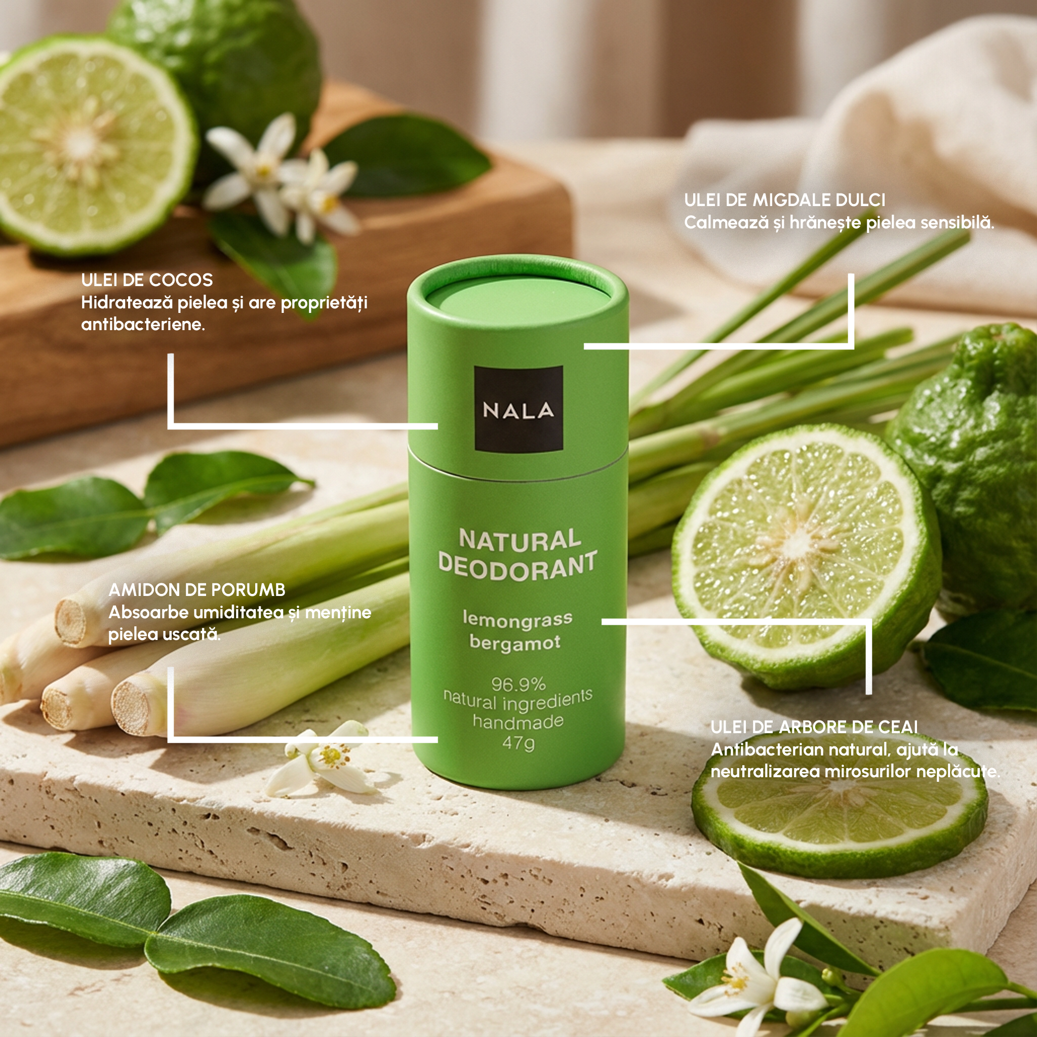 Deodorant Natural Stick - Lămâiță & Bergamotă