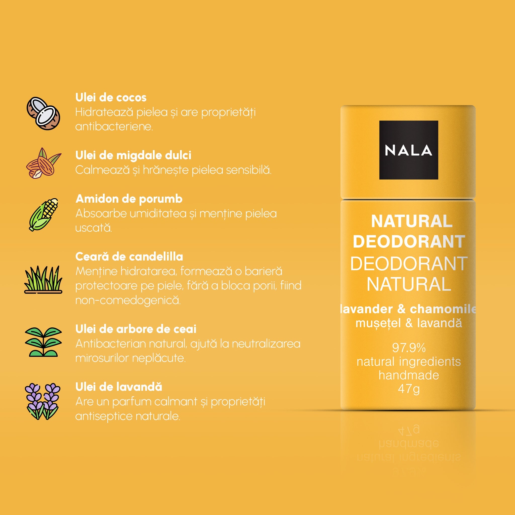 Deodorant Natural Stick - Mușețel & Lavandă