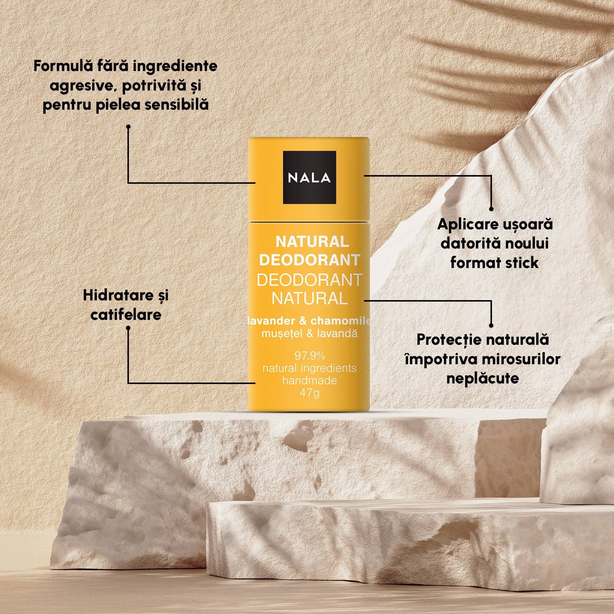 Deodorant Natural Stick - Mușețel & Lavandă