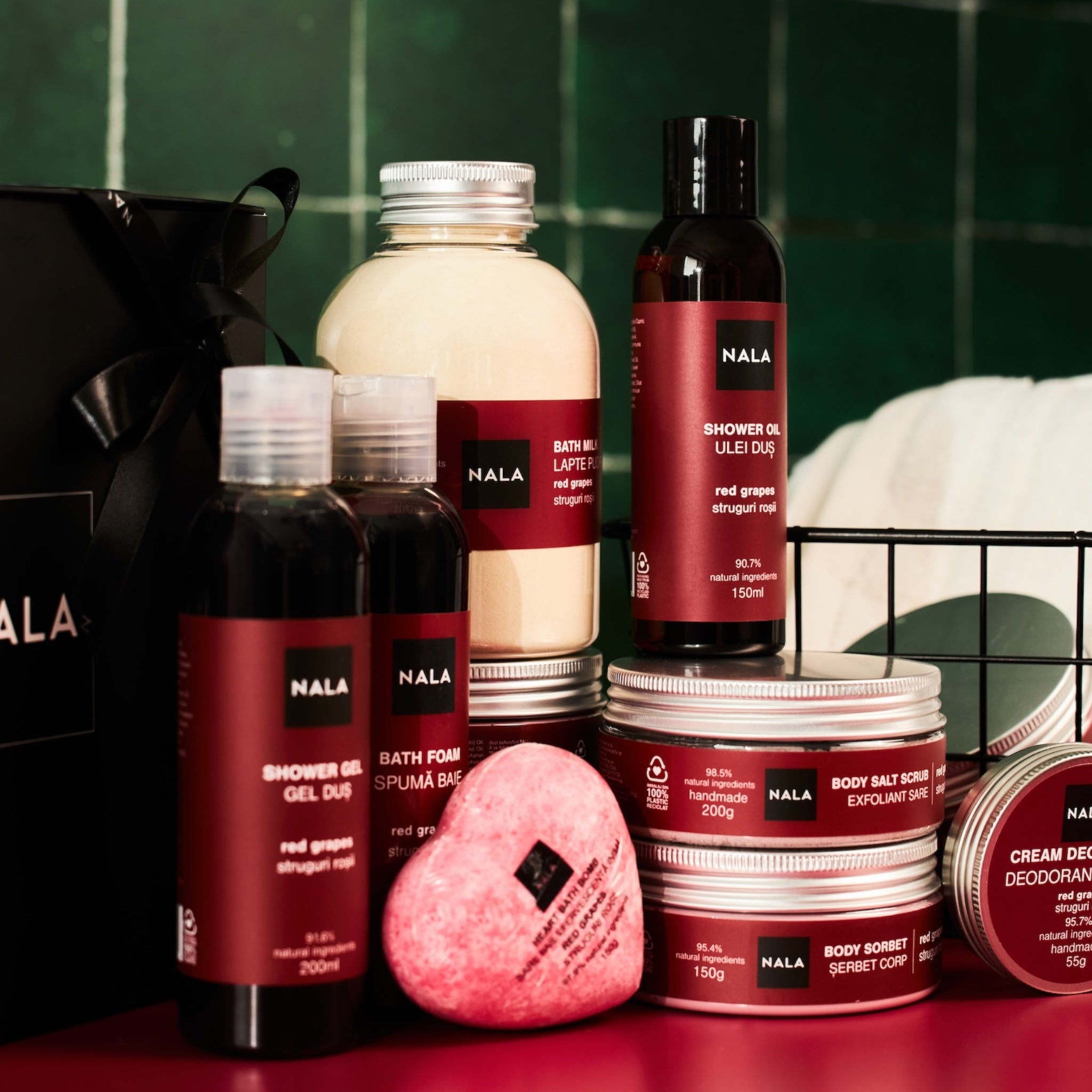 Bombă Baie Efervescentă Inimă - Struguri Roșii