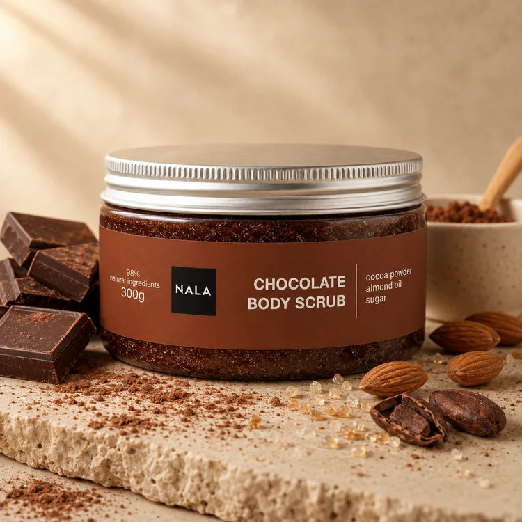 Scrub Zahăr Ciocolată - pudră cacao - ulei migdale